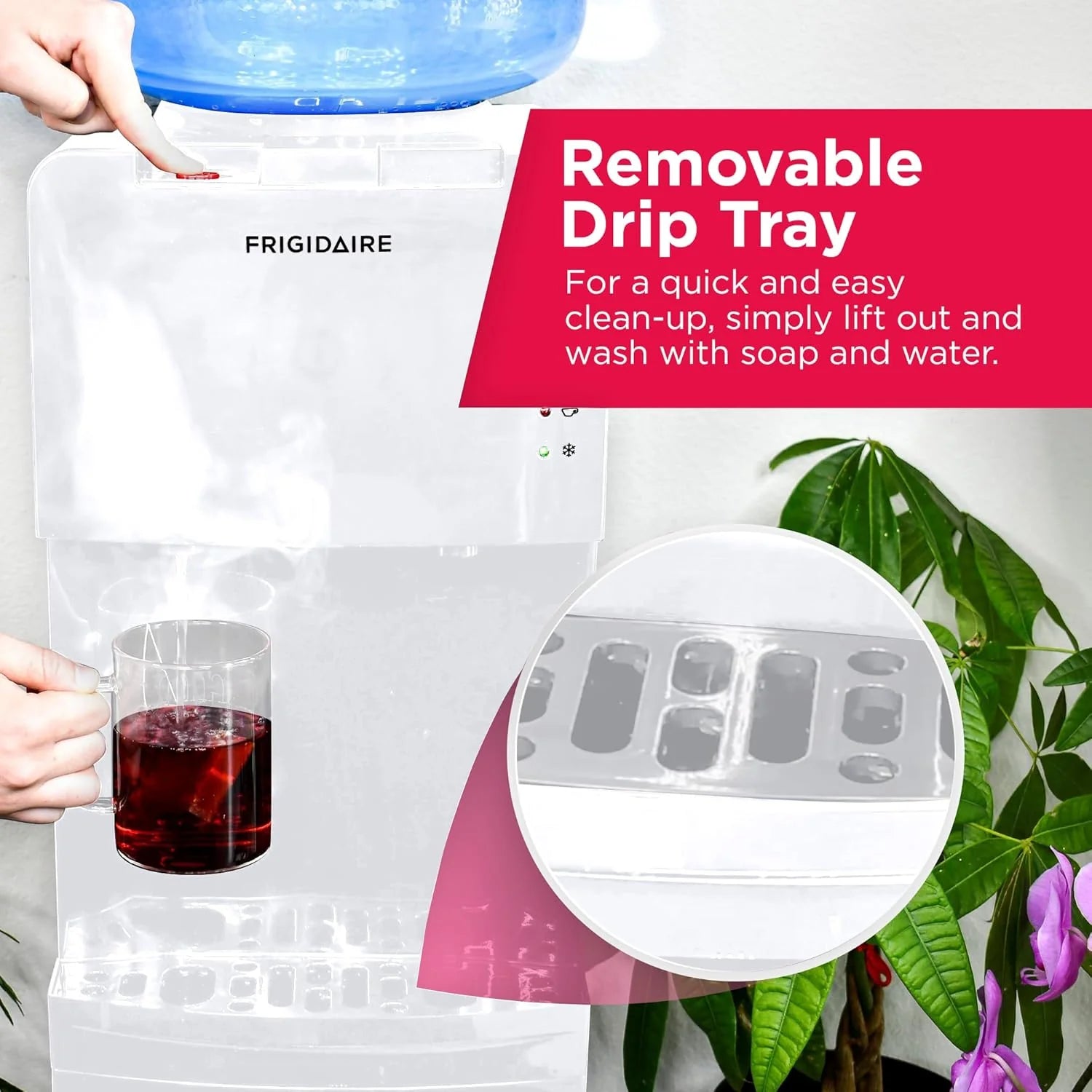 Frigidaire EFWC498 - Top Loading Cooler Dispenser -Hot & Cold Water - Child Safety Lock - Innovative Slim & Sleek Design, Holds 3 or 5 Gallon Bottles - Black