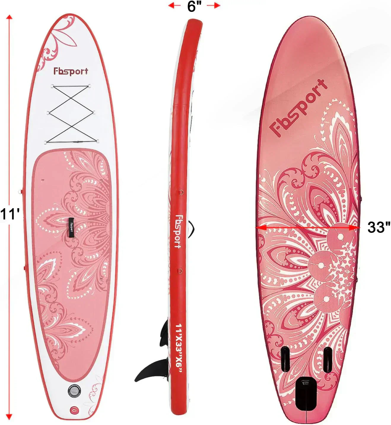 FBSPORT 11' Premium Stand Up Paddle Board Yoga Board with Durable SUP Accessories Carry Bag