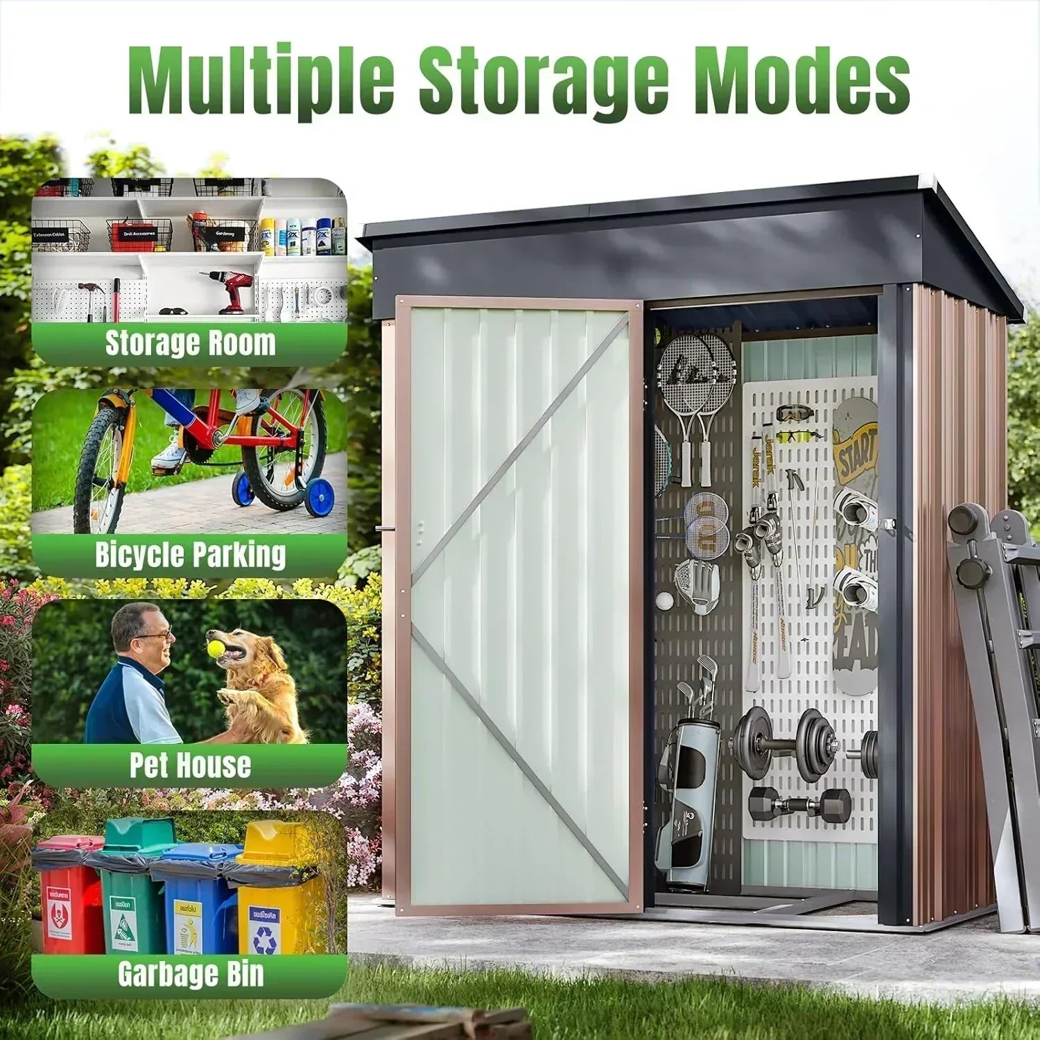 Aoxun 6.2x4 FT Shed Outdoor Storage Shed Metal Garden Shed Sloping Roof Tool Shed Bike Shed