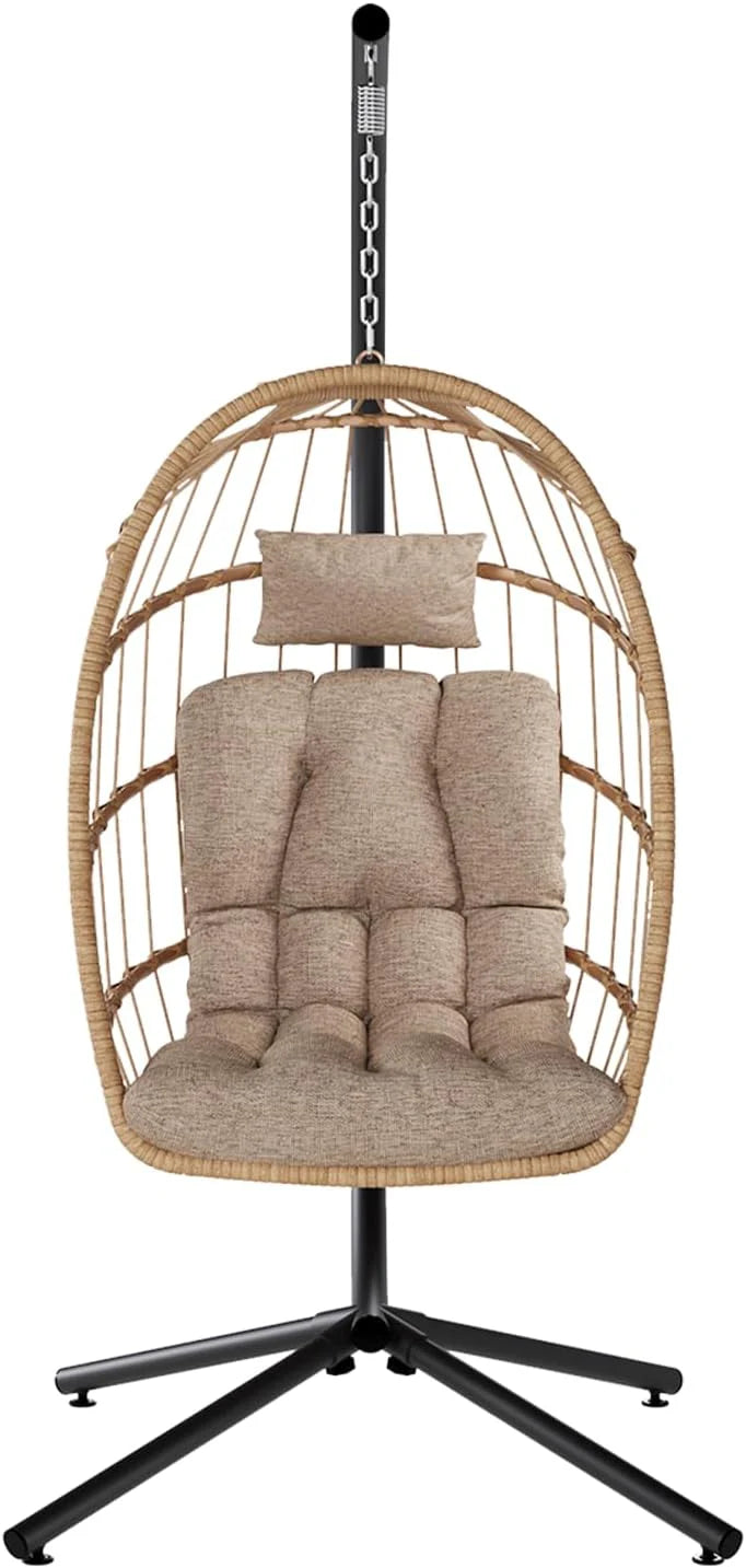 SWITTE Egg Chair Outdoor Indoor Wicker Hanging Egg Swing Chair 350lbs Capacity for Patio