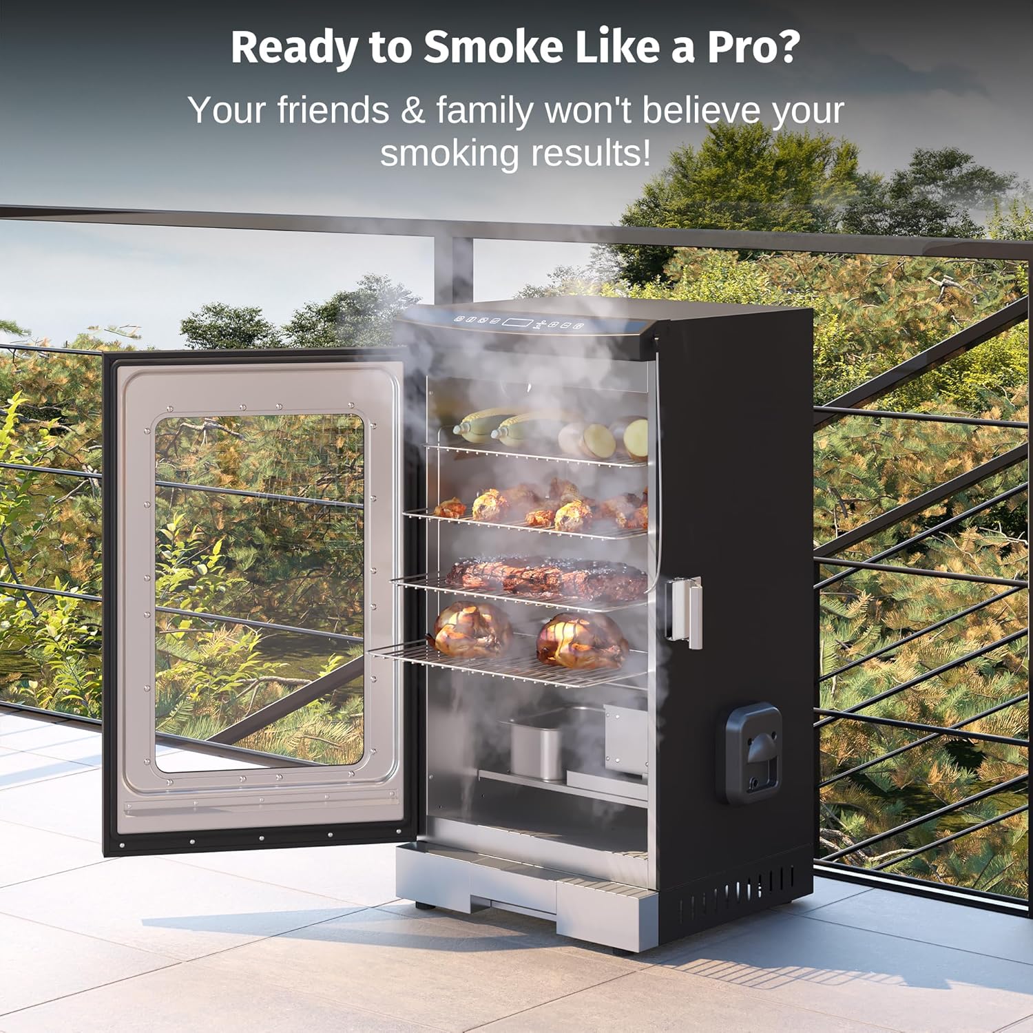 EAST OAK 30 Outdoor Electric Smoker Built-in meat probe smokes up to 6 times longer
