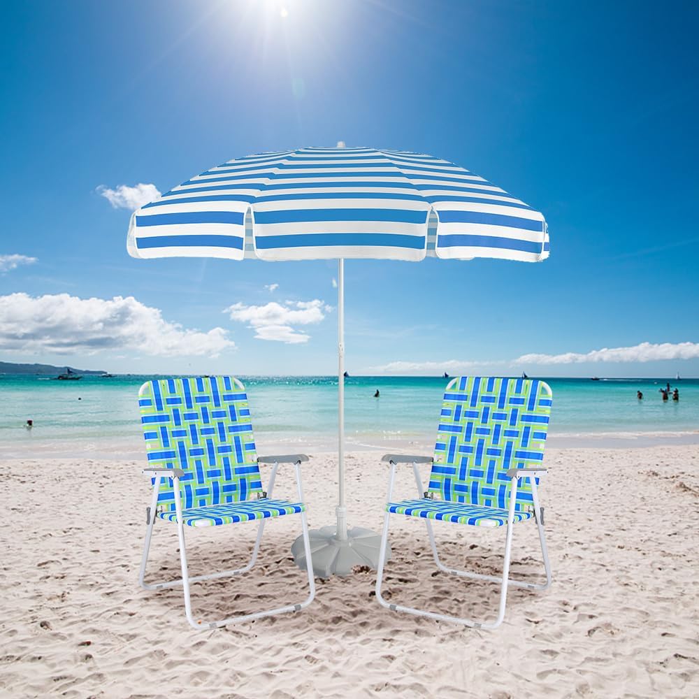 VINGLI Patio Lawn Webbed Folding Chairs Set of 2 Outdoor Beach Portable Lawn Chair