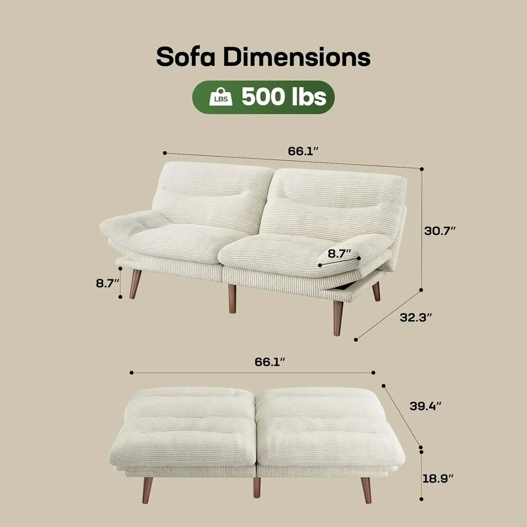 Futon Sofa Bed Futon Sofa Adjustable Back Armrests Converts to Small Sleeper Sofa Bed