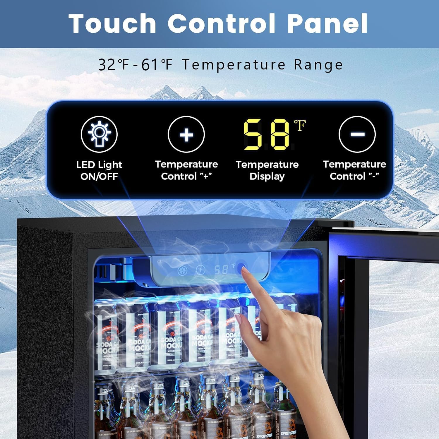 Mini Fridge 130 Can Beverage Refrigerator Cooler Drink Fridge Adjustable Temperature Control