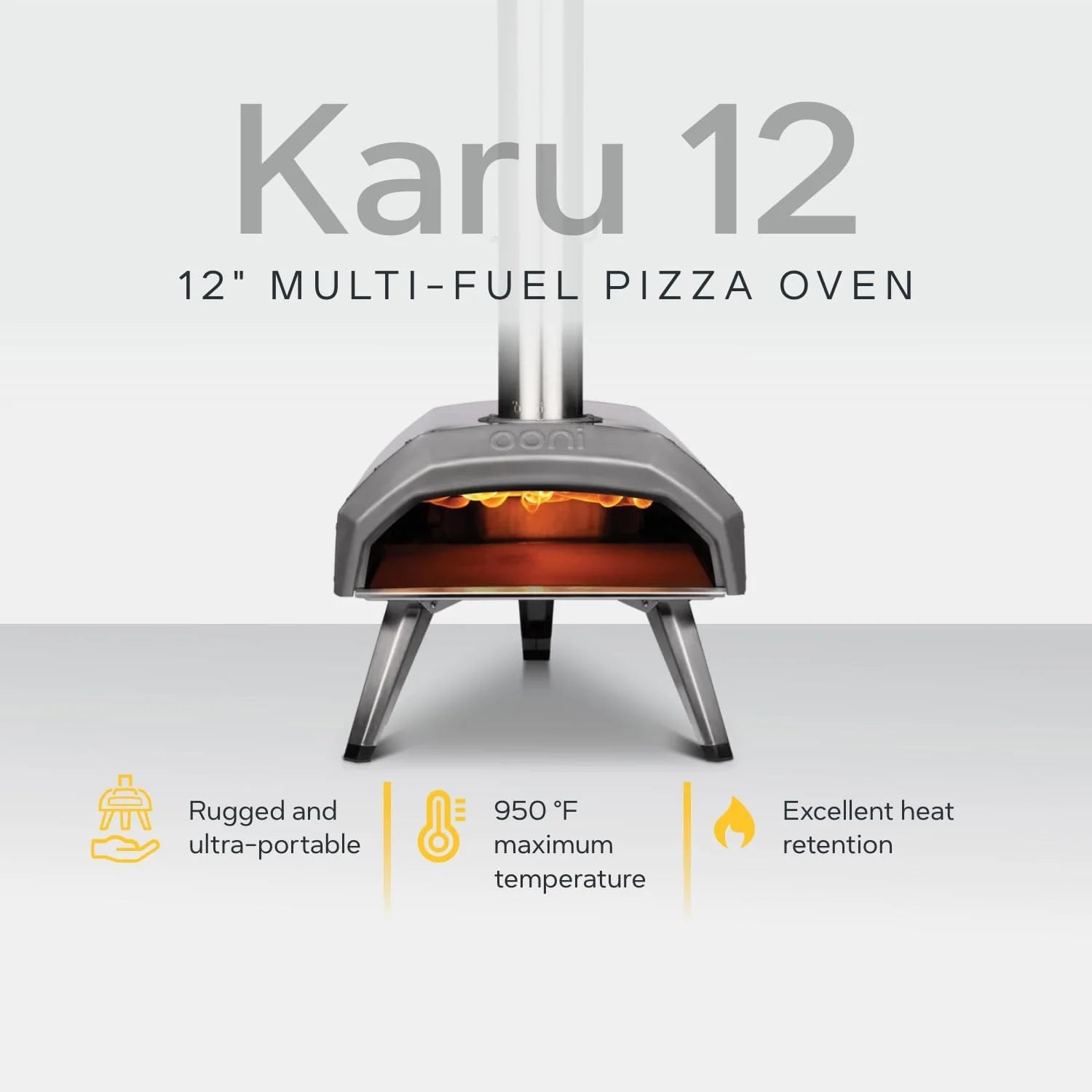 Ooni Karu 12 Multi-Fuel Outdoor Pizza Oven 12 Inch Pizzas in 60 Seconds Portable Wood