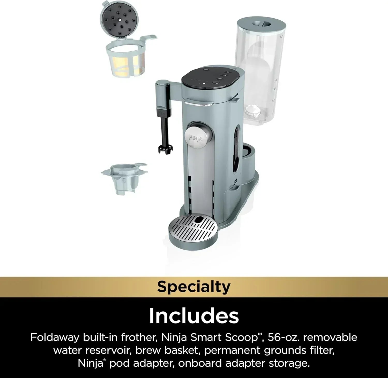 Ninja Single Serve Coffee Maker 56 oz Reservoir Stone