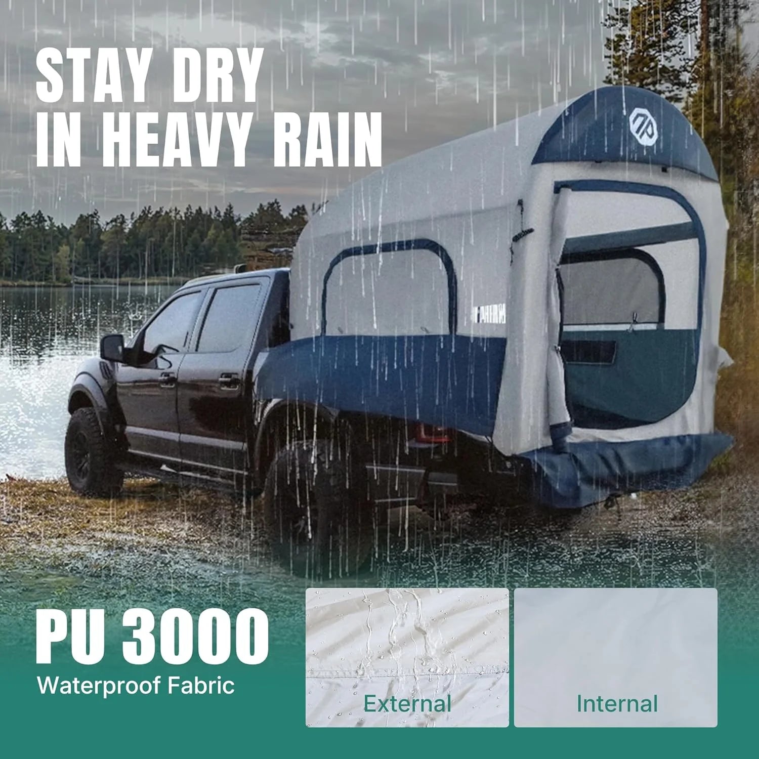 Niphean Truck Bed Tent 5.5ft-8ft for 2+1 People/Family, 2 Mins Fast Setup Inflatable Pickup Truck Tent, PU 3000mm Waterproof & High-Strength Windproof, Spacious Interior for Multi-Landscape