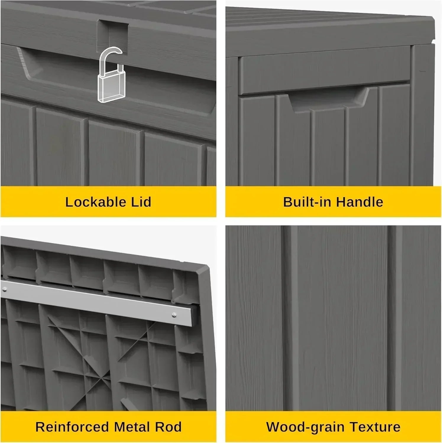 EAST OAK Outdoor Storage Box 60 Gallon Deck Box Indoor and Outdoor Use Waterproof Resin Storage