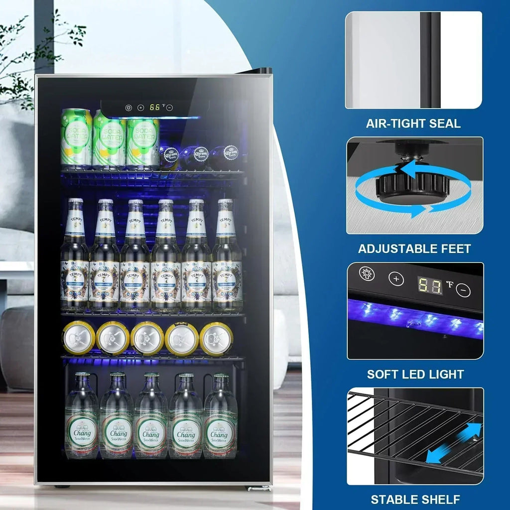 Antarctic Star Beverage Refrigerator Cooler 68 Can Mini Fridge with Glass Door for Beer Drinks Wine