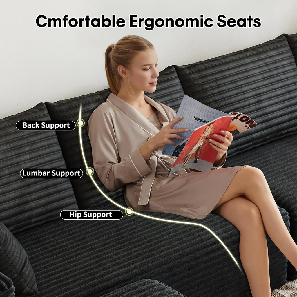 107.5 Cloud Modular Sectional Sofa Couch with L-Shape Chaise,Modern Minimalist Upholstered Couches