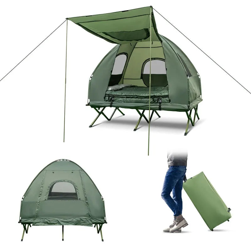 5-in-1 Tent Cot 2-Person Portable Outdoor Camping Tent Combo with Air Mattress Sleeping Bag
