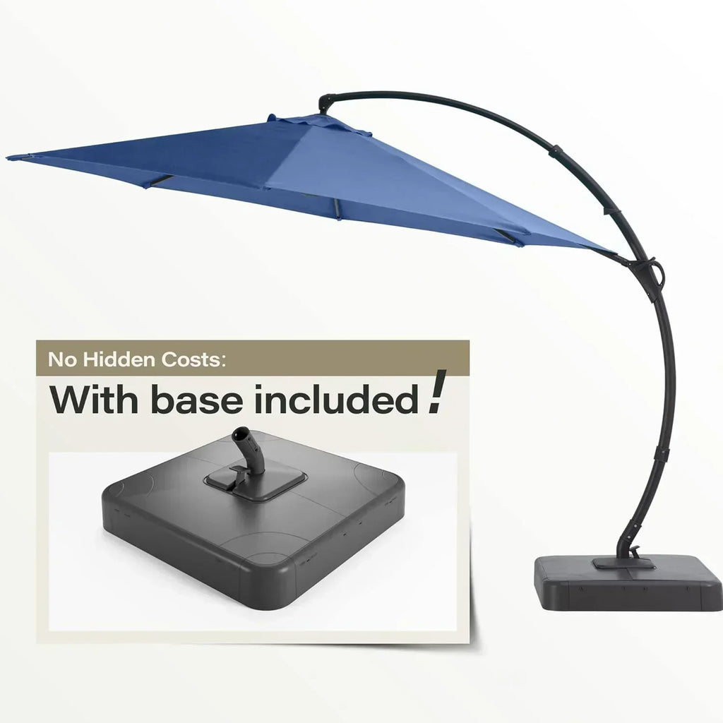 LAUSAINT HOME Outdoor Patio Umbrella with Base included 11 FT Deluxe Curvy Cantilever Umbrella