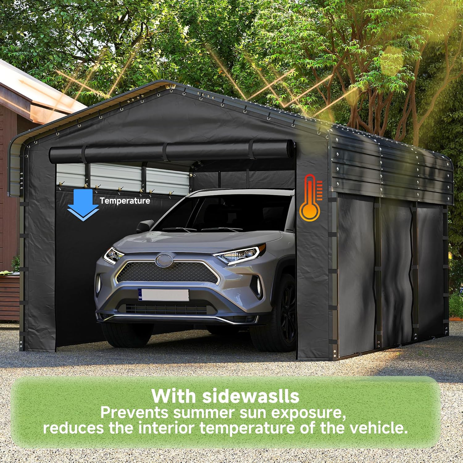 10'x15' Heavy Duty Metal Carport Outdoor Garage Car Shelter Shade with Heavier Frame