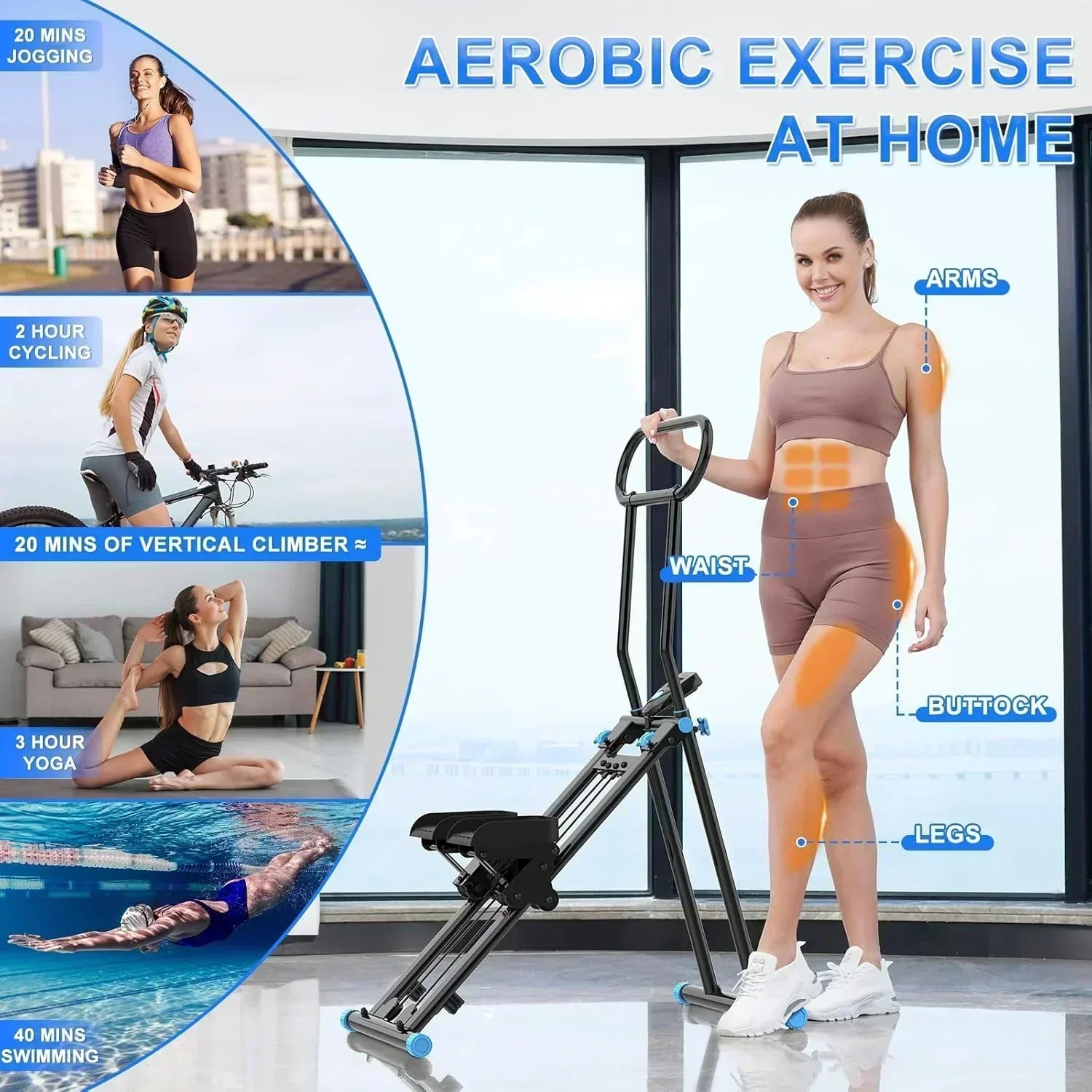 Stair Stepper for Home Gym Folding Vertical Climber Cardio Exercise Machine Stair Climber