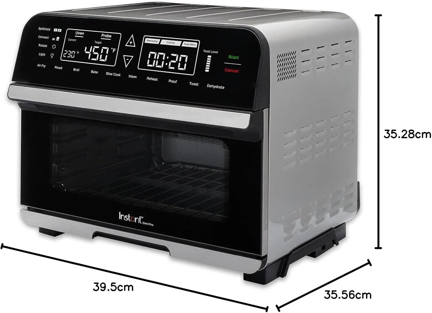 Instant Pot Omni Plus 19QT/18L Toaster Oven Air Fryer, 10-in-1 Functions, Fits 12 Pizza, Crisp, Broil, Bake, Roast, Toast, Warm, Convection, 100+ In-App Recipes, from the Makers of Instant Pot, Black