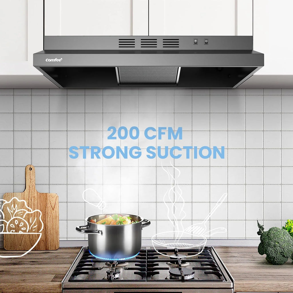 Comfee 30 Under Cabinet Ducted/Ductless Convertible Slim Vent Durable Stainless Steel Kitchen Reusable Filter