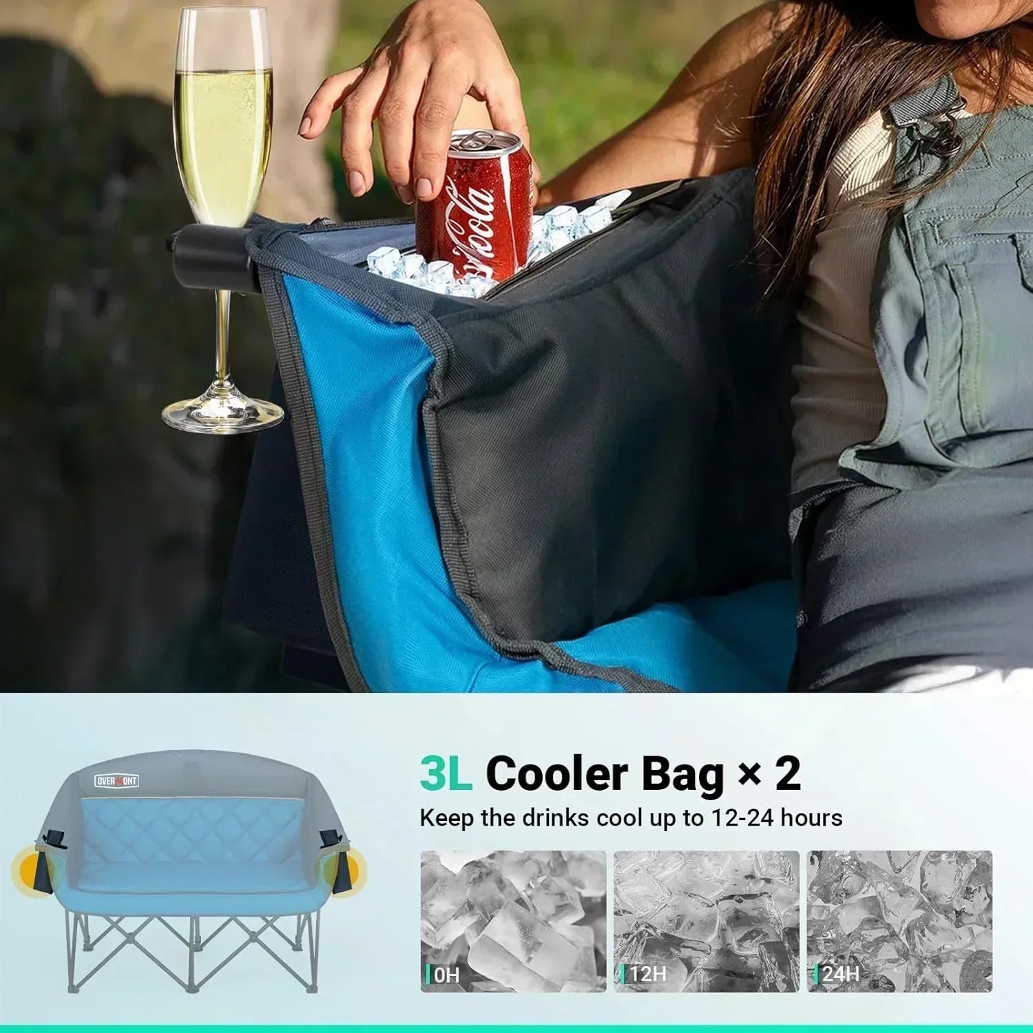 Extra Large Double Camping Chair 2 Person Comfortable Sofa Chair Adult Loveseat Lawn Chair