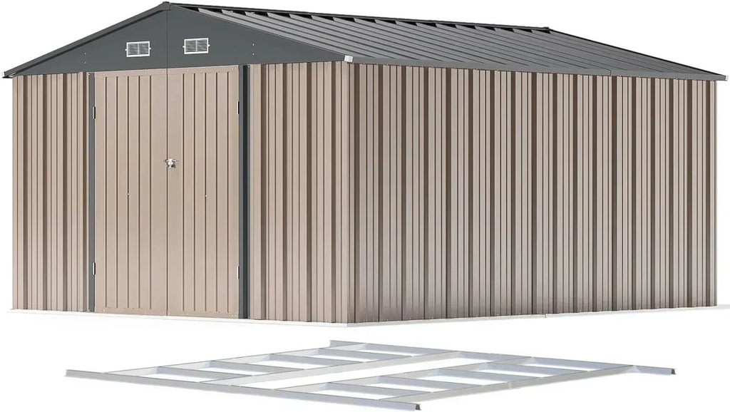 Patiowell 5x3 FT Outdoor Storage Shed Tool Shed with Sloping Roof and Lockable Door Metal Shed