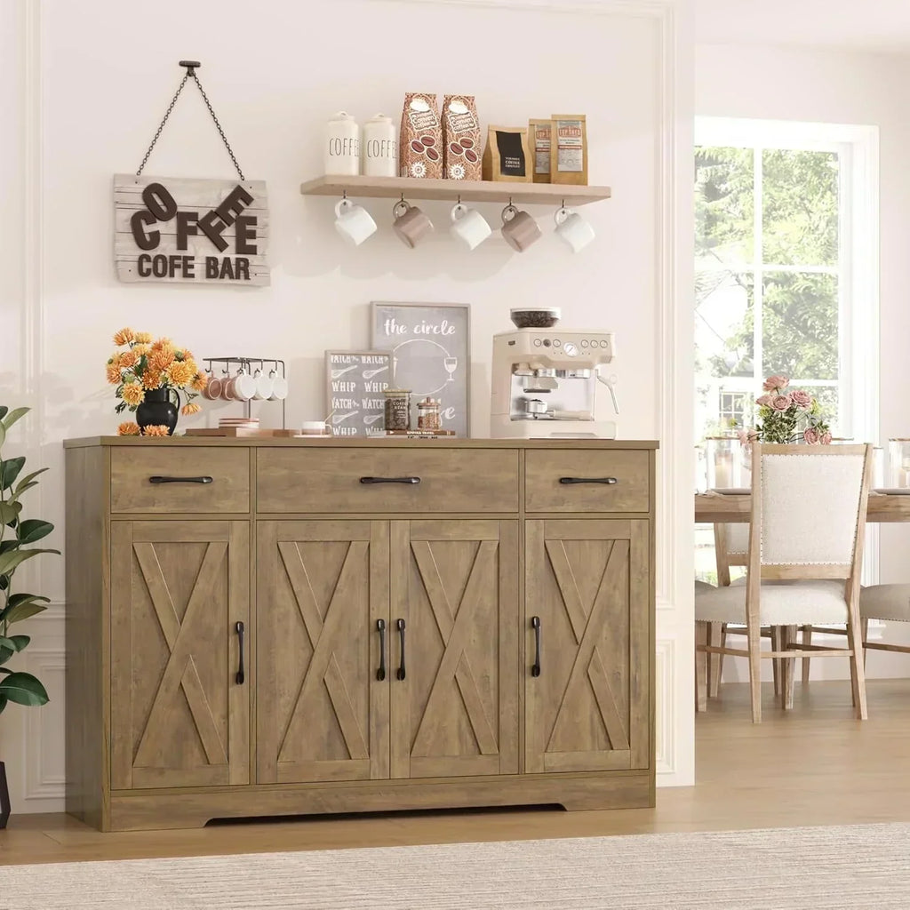 Sideboard with drawers large 55-inch sideboard modern farmhouse wood kitchen dining table