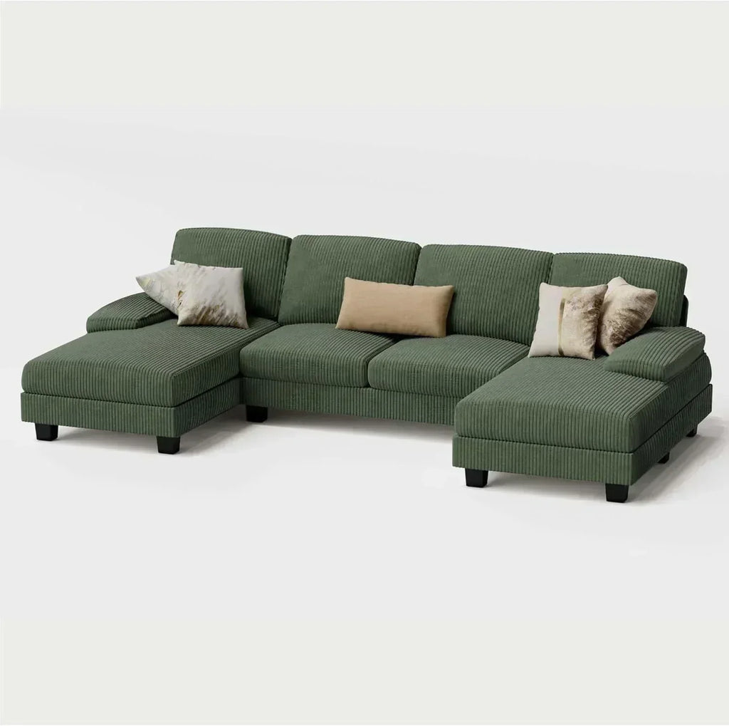 Furmax Sectional Couches for Living Room U-Shaped Sofa Couch Linen Fabric 4 Seat Sofa Set