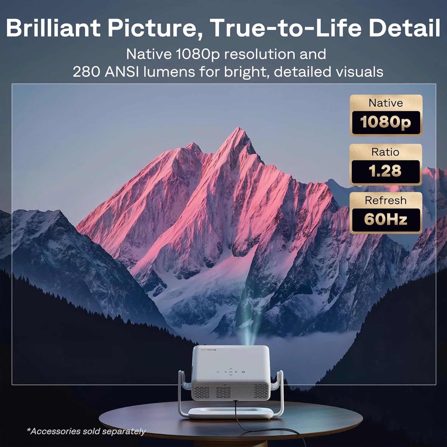 Aurzen Roku TV Smart Projector with Wifi and Bluetooth, Roku Streaming Experience Built-in