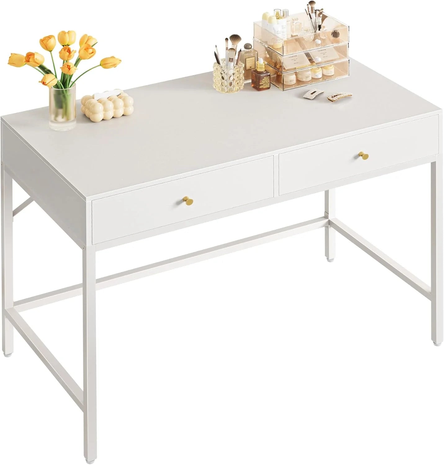 SUPERJARE Vanity Desk with Drawers, 47 inch Computer Desk, Simple Home Office Desks