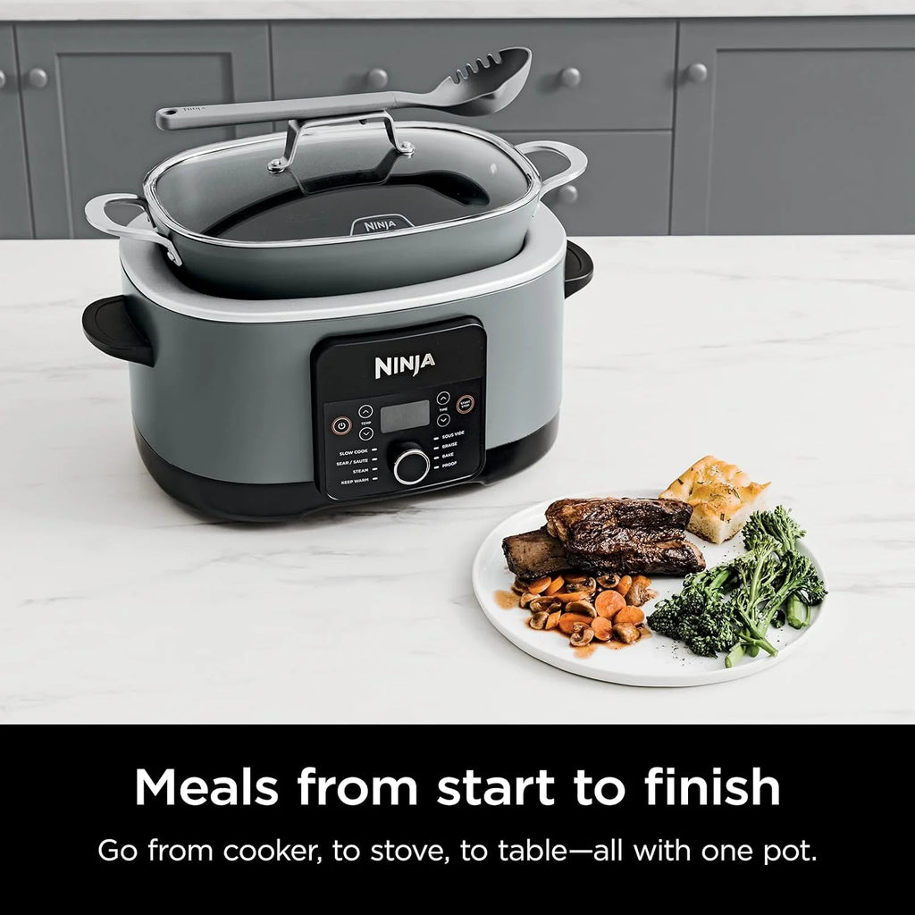Ninja Slow Cookers 8.5-Quart Multi-Cooker with Dutch oven, steamer, glass lid with integrated spoon, nonstick and oven-safe pot