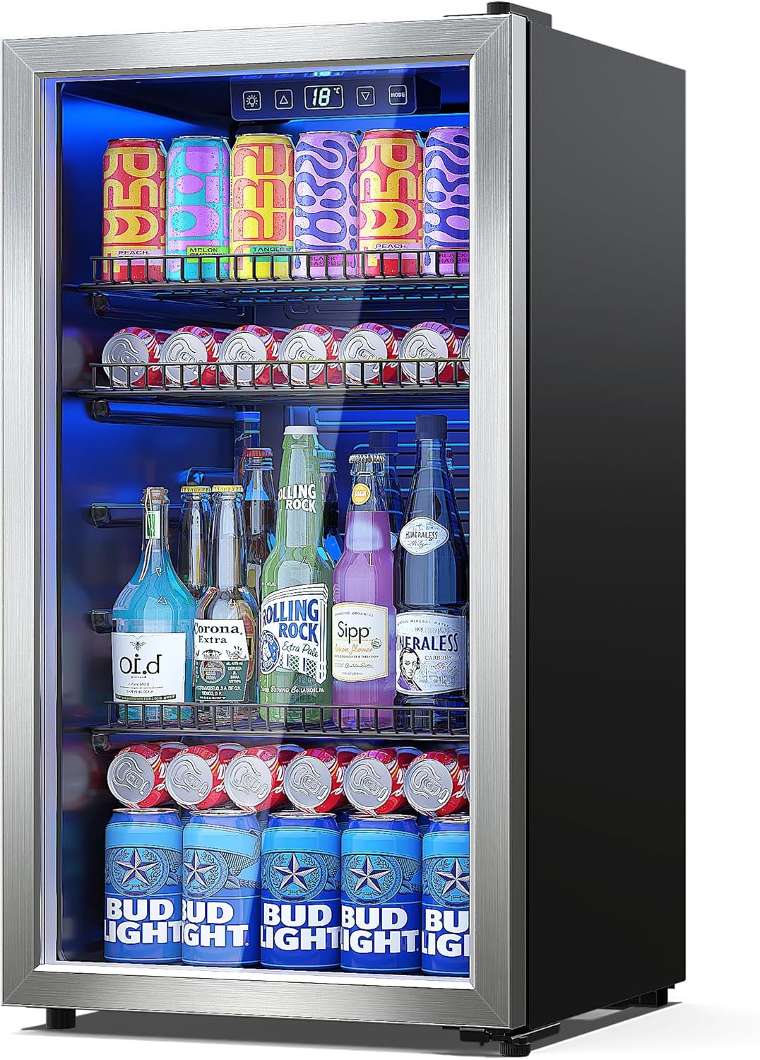 Beverage Refrigerator Cooler-120 Cans Freestanding Mini Fridge Cooler with Glass Door