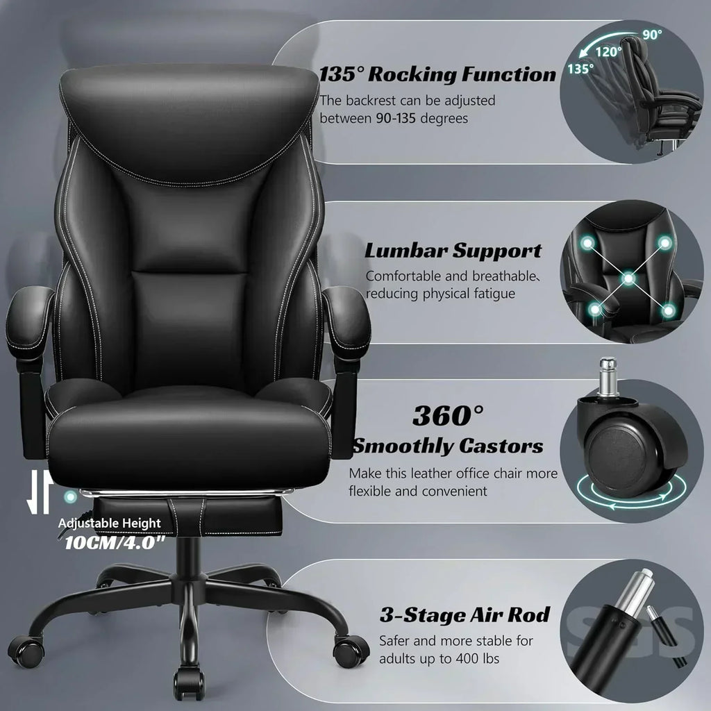 Office Chair Large High-Foot Computer Desk Chair Chair Lumbar Support Rotating Computer Chair