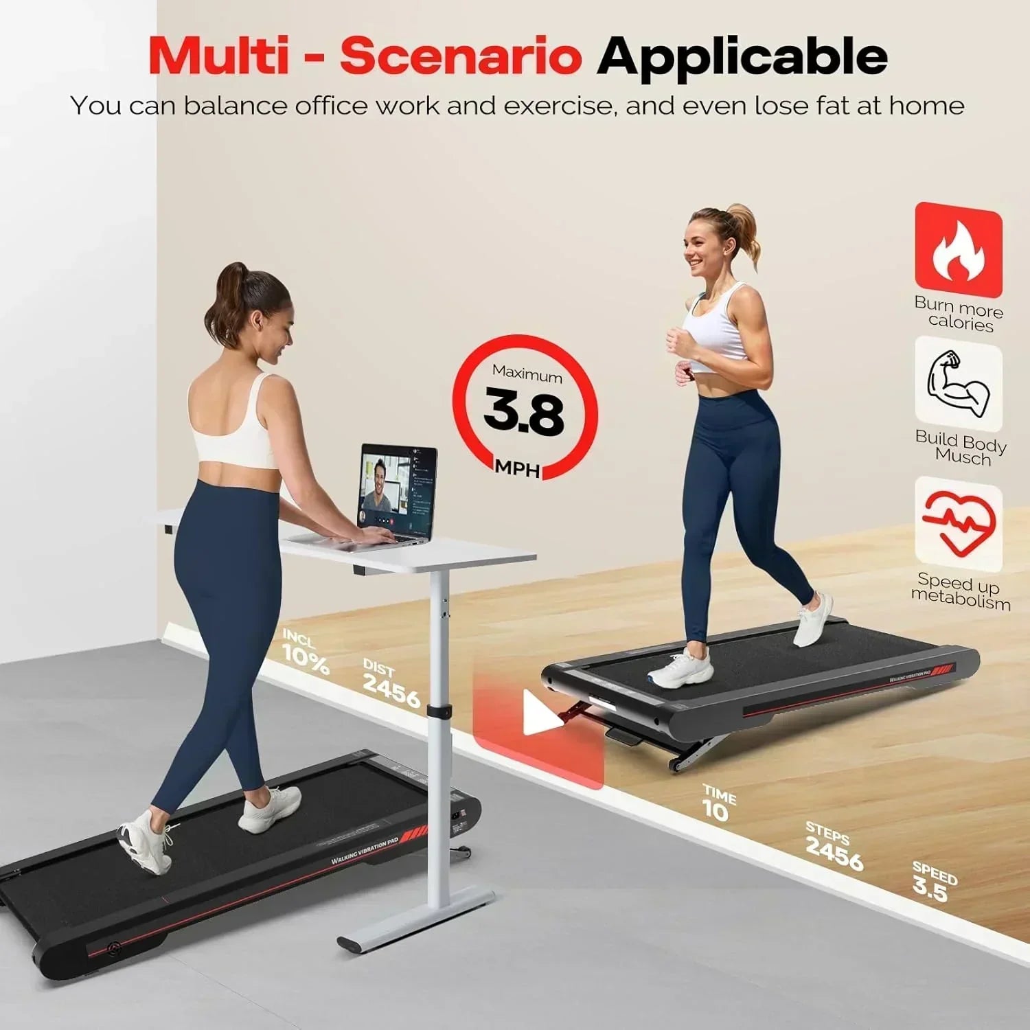 Sperax Walking Vibration Pad with APP 3 in 1 Under Desk Treadmill Walking Treadmill Pad