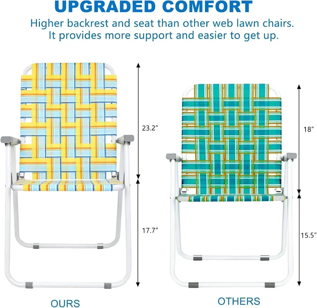 VINGLI Patio Lawn Webbed Folding Chairs Set of 2 Outdoor Beach Portable Lawn Chair