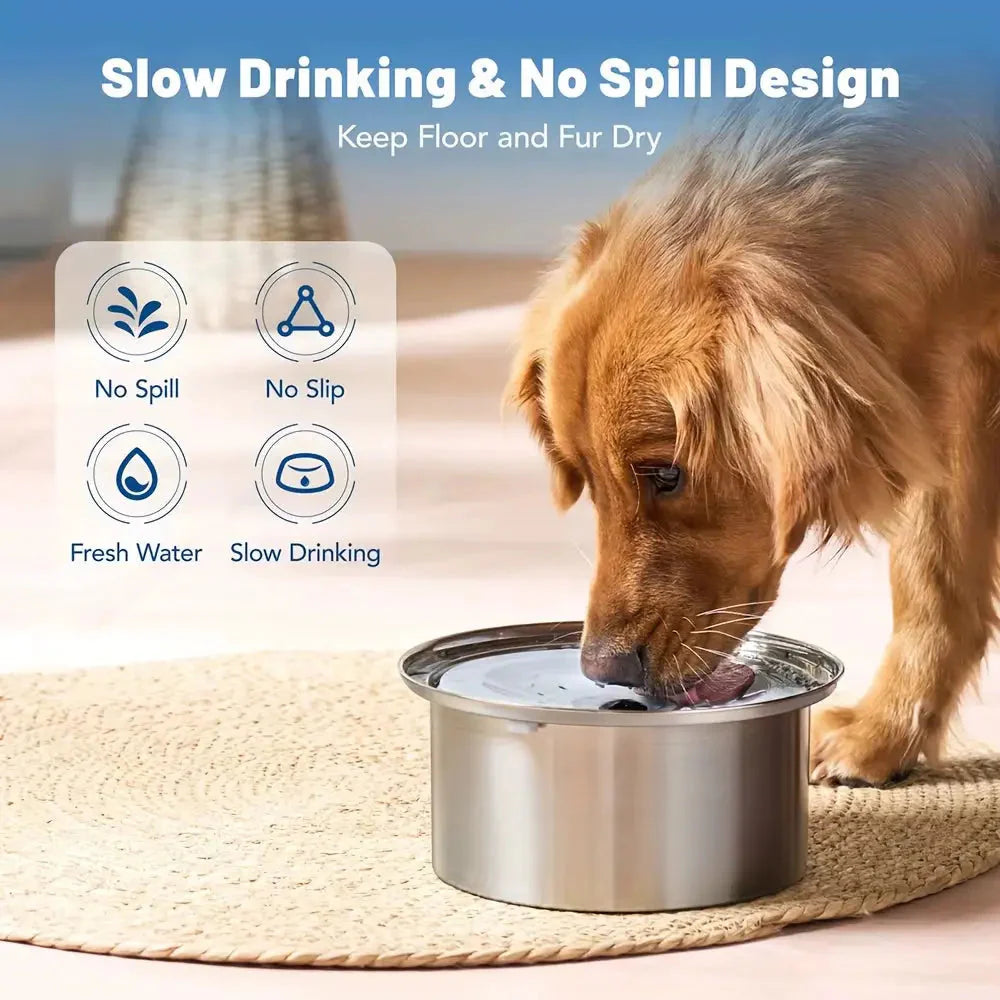 Stainless Steel No Spill Dog Water Bowl with Float Plate for Travel and Car Use