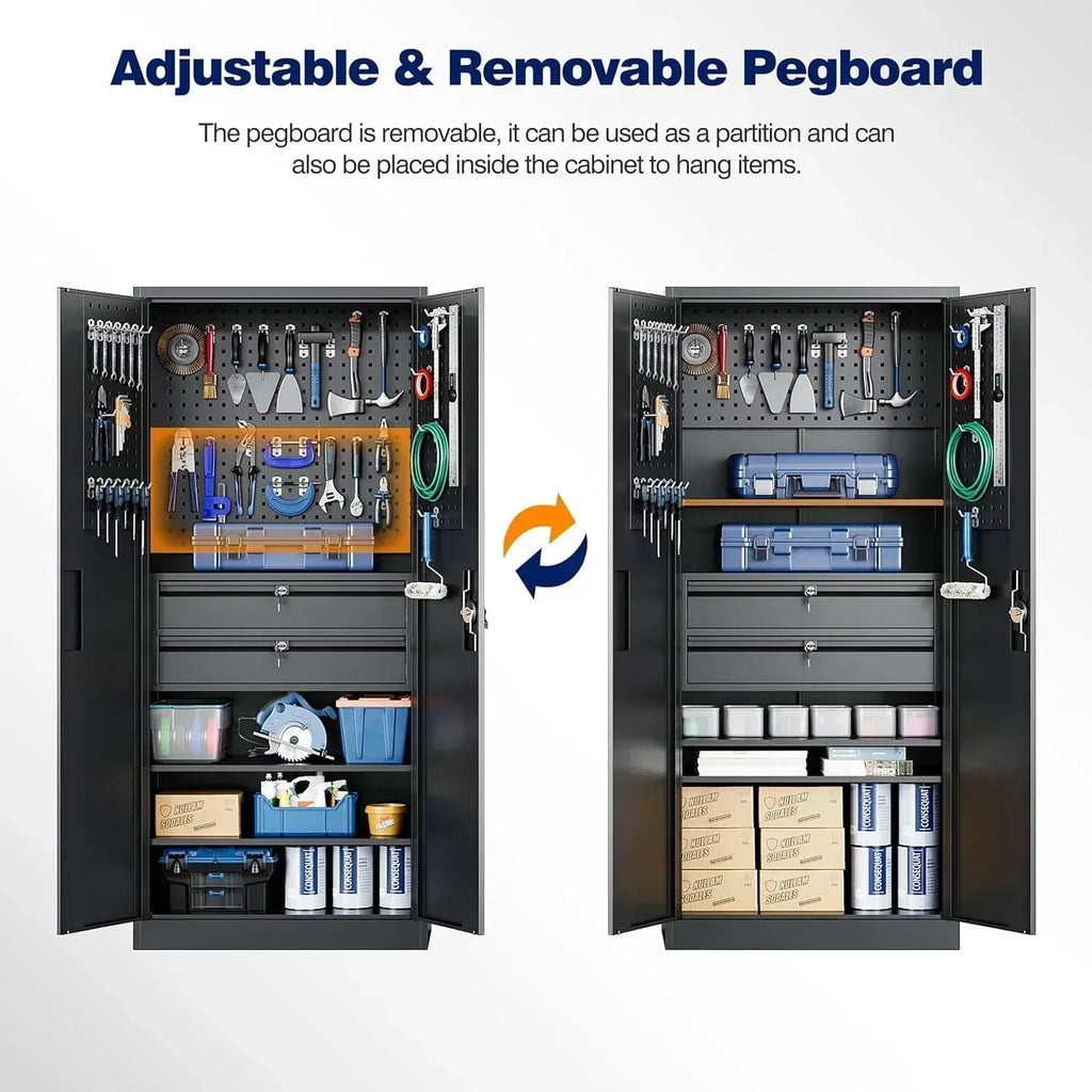 Yizosh Metal Garage Storage Cabinet with Locking Doors Heavy Duty Steel Tool Cabinet