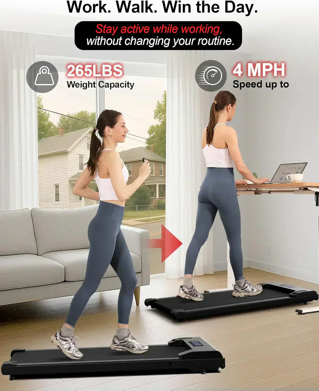 Lichico Walking Pad Under Desk Treadmill Ultra-Quiet Brushless Electric Jogging Treadmill