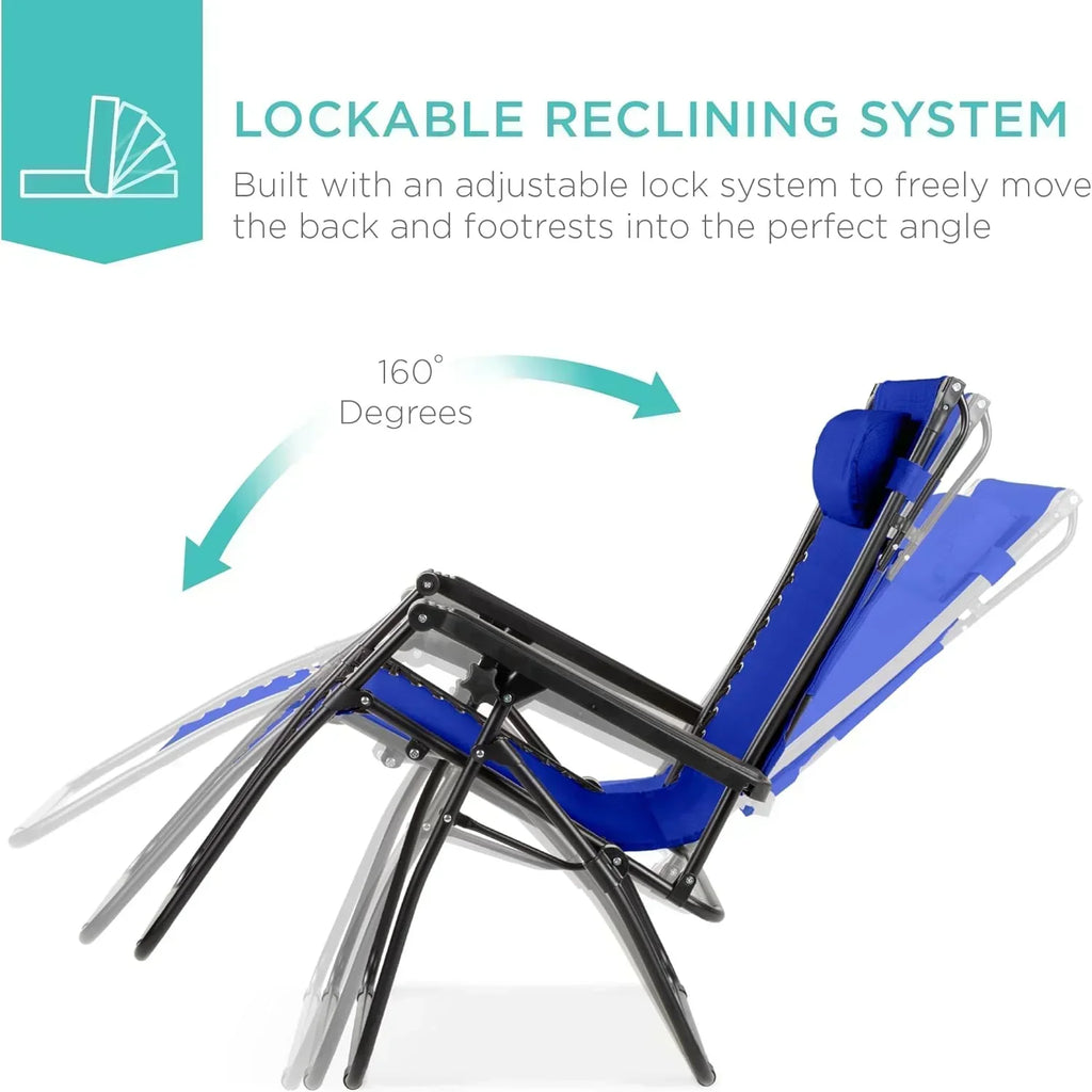 Best Choice Products Folding Zero Gravity Recliner Patio Lounge Chair Adjustable Canopy Shade