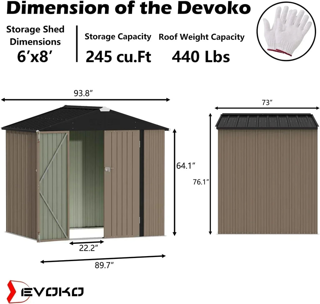 Devoko Outdoor Storage Shed Lockable Metal Garden Shed Steel Anti-Corrosion Storage House