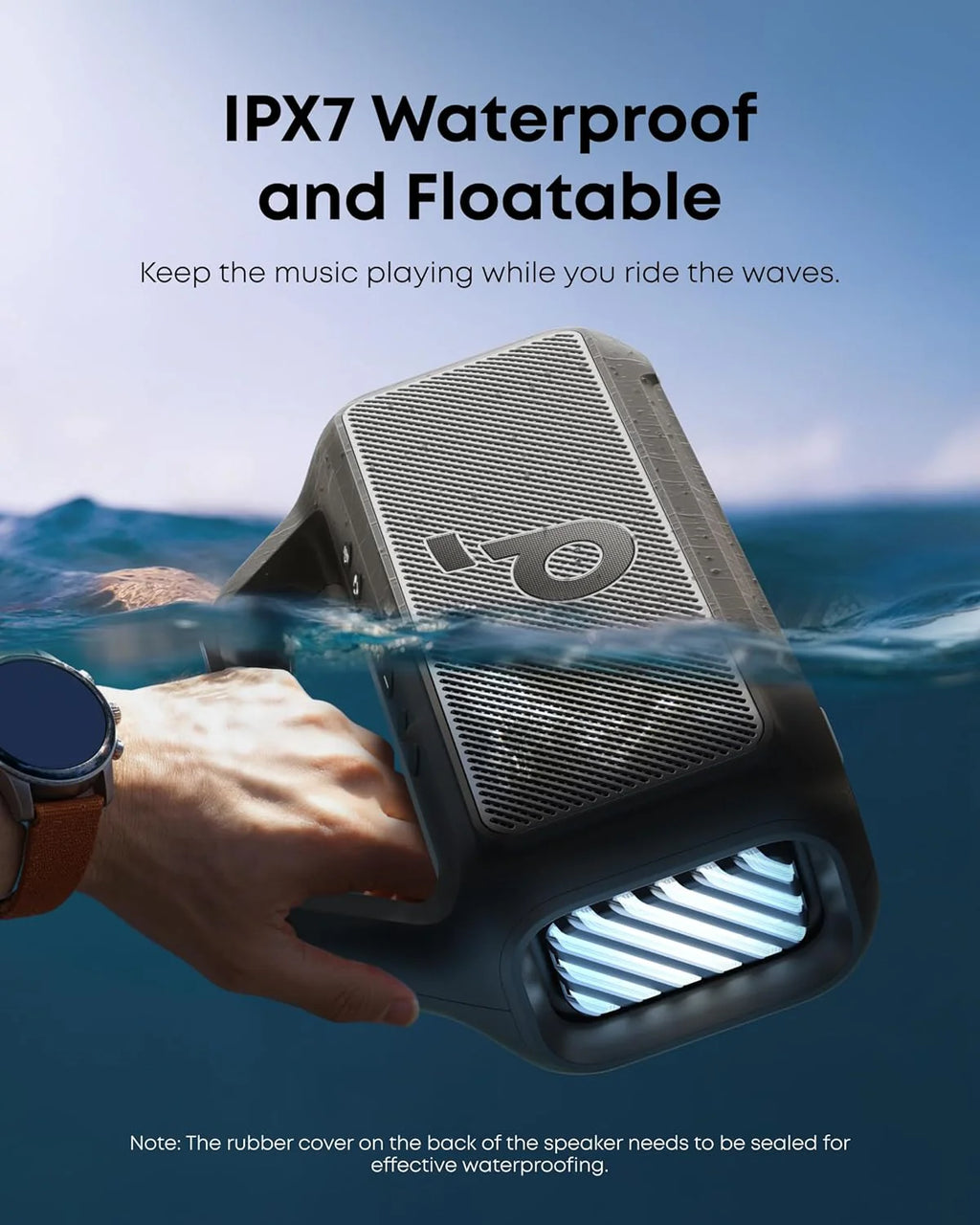 Outdoor Speaker, 80W, Subwoofer, BassUp 2.0, 24H Playtime, IPX7 Waterproof, Floatable, RGB Lights, USB-C, Custom EQ, Bluetooth 5.3, Portable for Camping, Beach, and Backyard