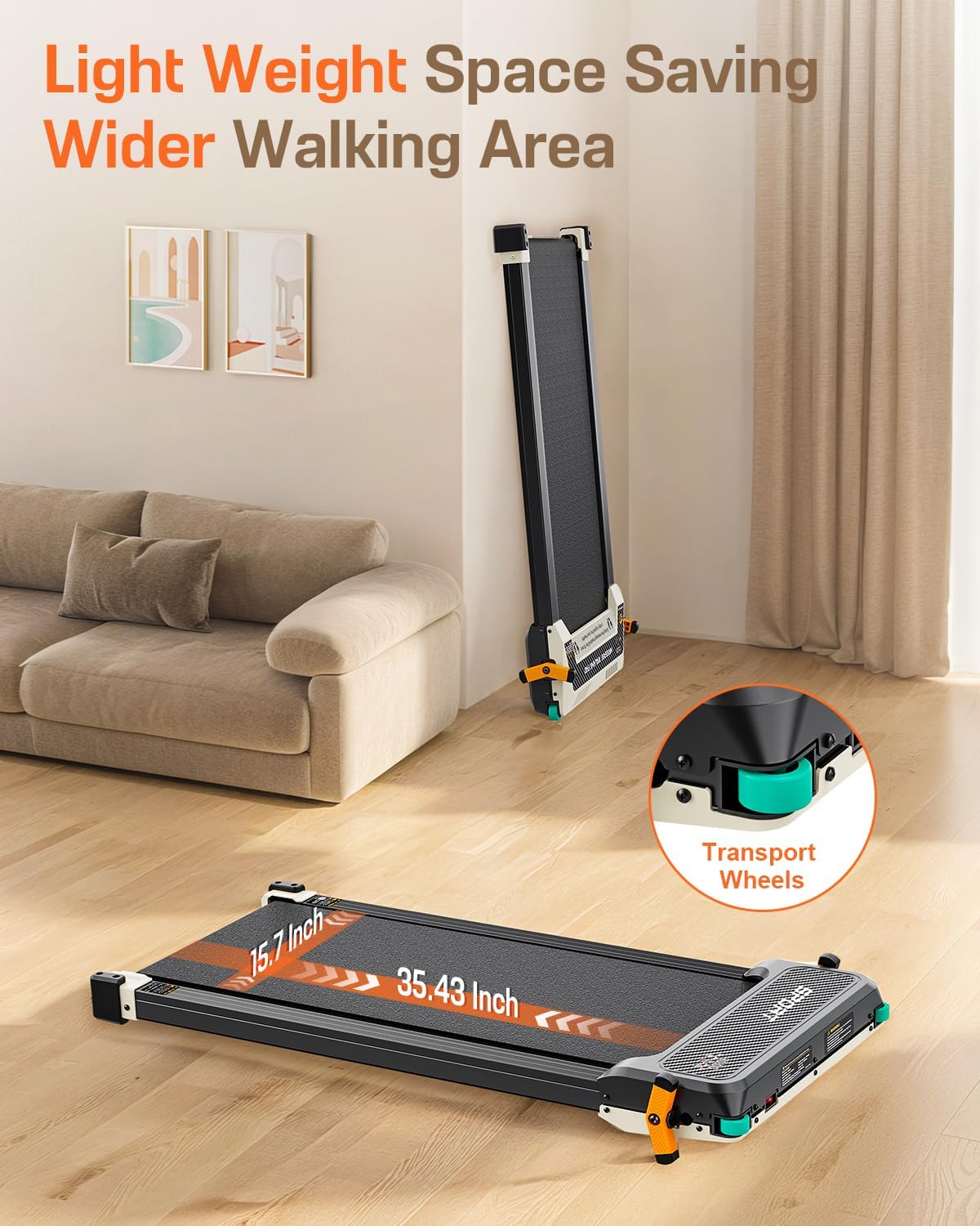 Akluer Inclined Home Treadmill 2.5 HP Small Under-Desk Treadmill Remote Control LED Display