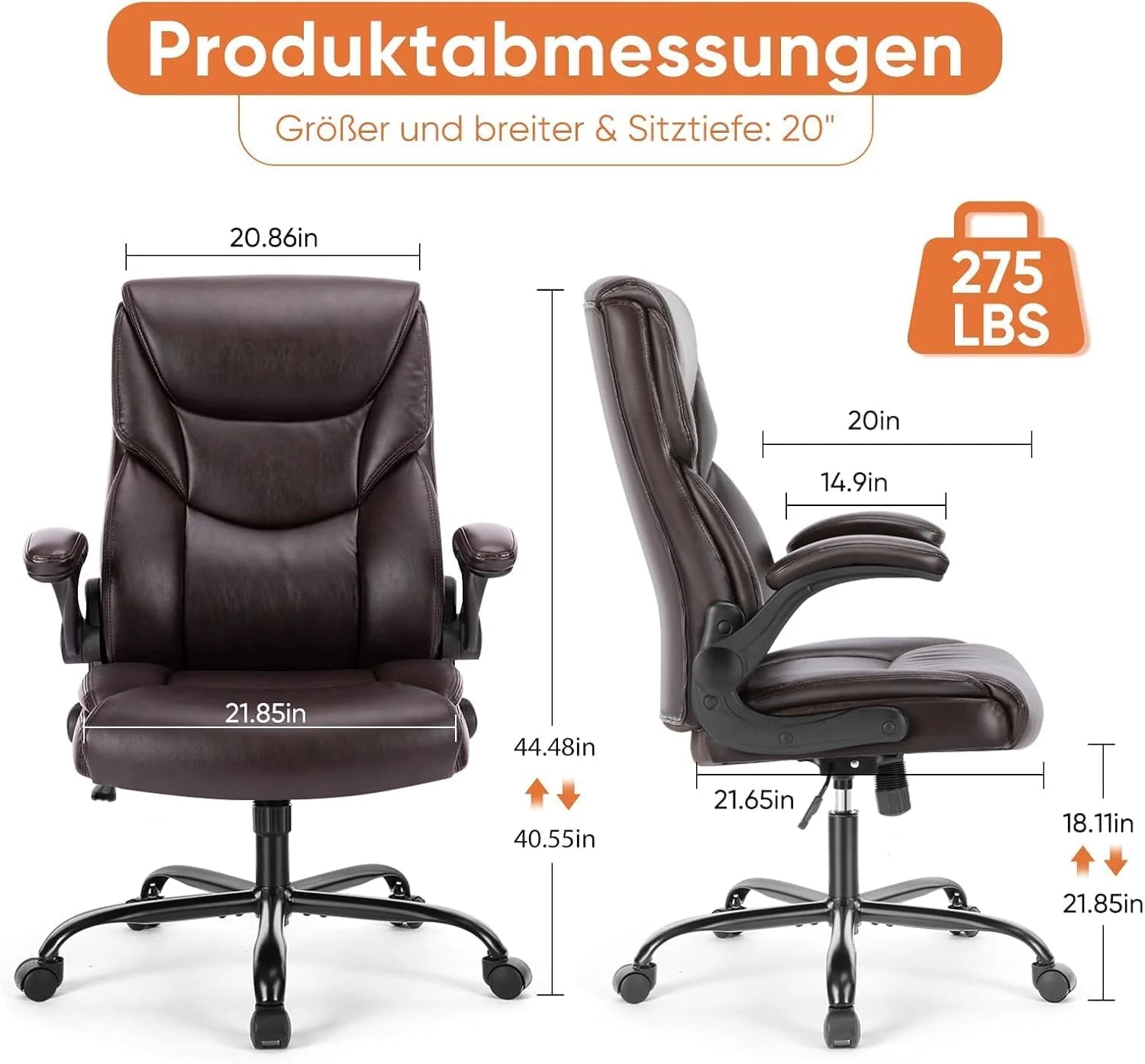 Ergonomic Office Chair Heavy Duty Work Desk Chair Adjustable Swivel Rolling Chair with Wheels