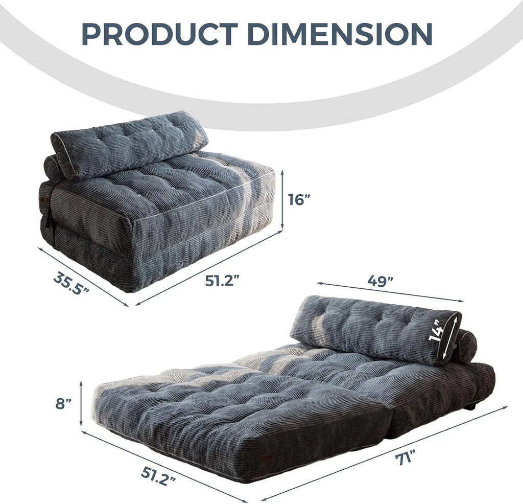 MAXYOYO Folding Sofa Bed Convertible Sleeper Chair Pillow Foldable Mattress Back Support