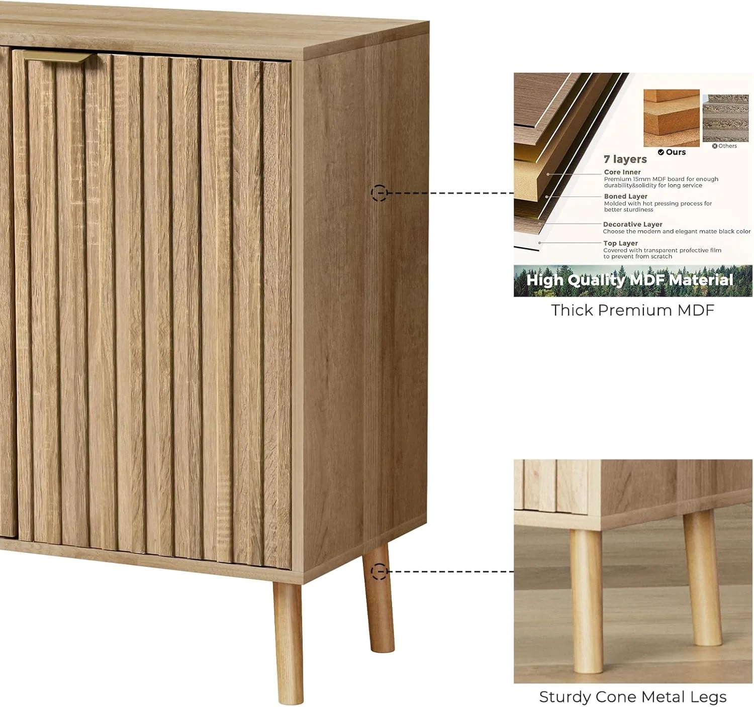 Free Standing Cabinet Black Wood for Living Room, Bedroom, Dining Room, Hallway, Entryway