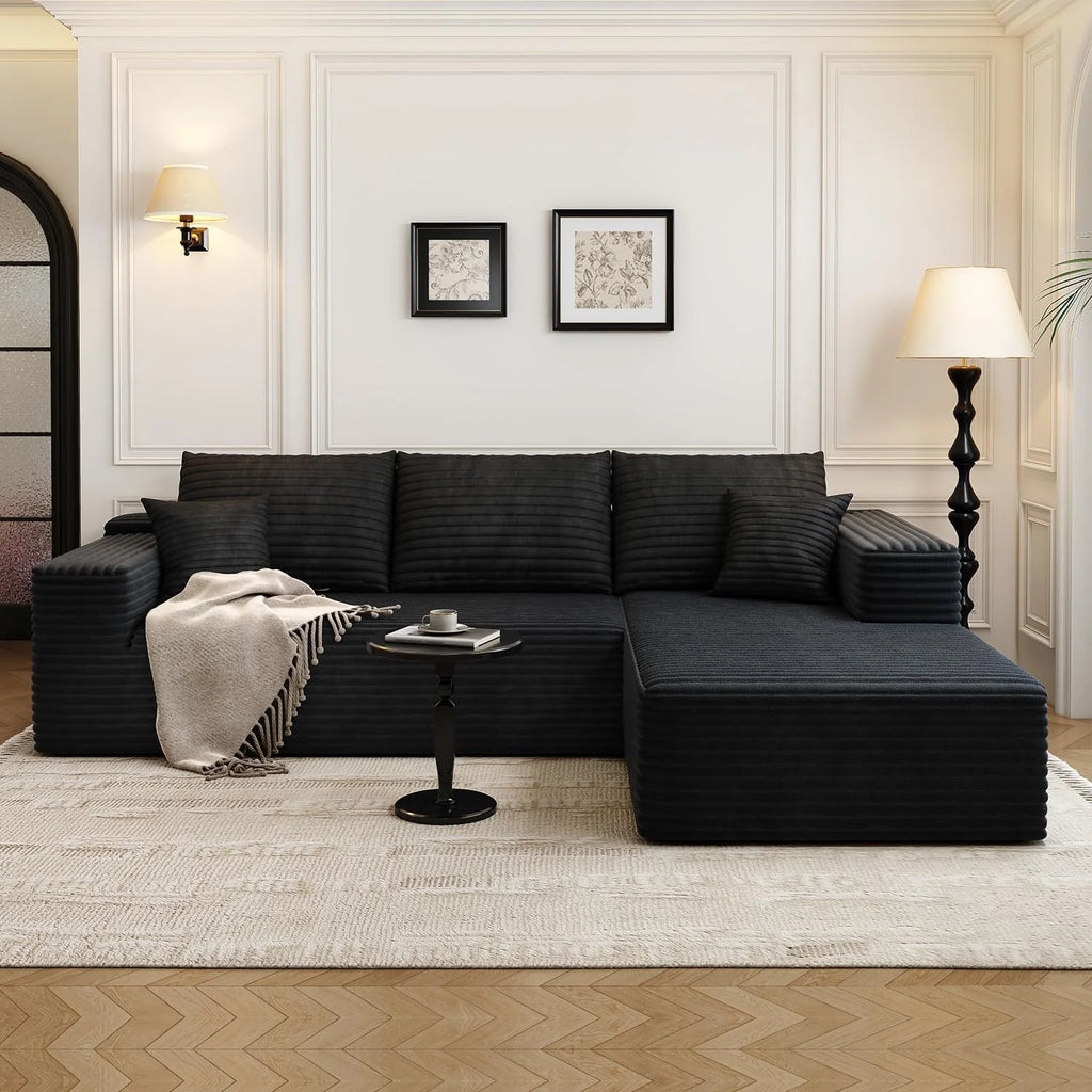 107.5 Cloud Modular Sectional Sofa Couch with L-Shape Chaise,Modern Minimalist Upholstered Couches