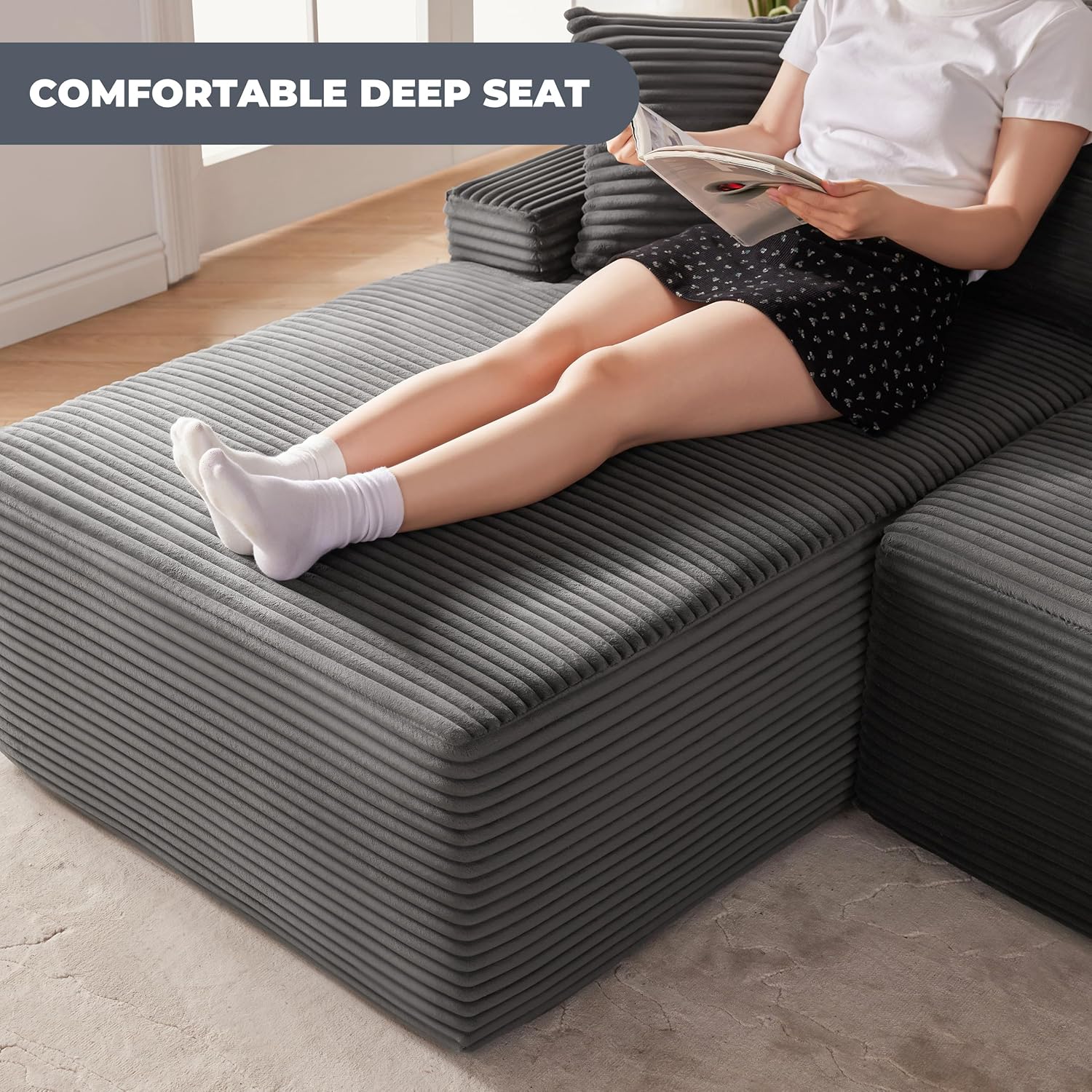 110-inch cloud sofa boneless sofa in the living room modular sofa with deep seats