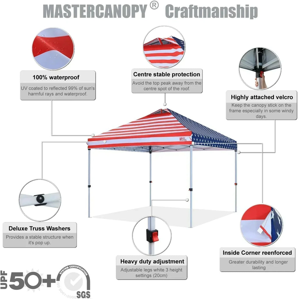Durable Pop-up Canopy Tent with Roller Bag (10x10 Black)