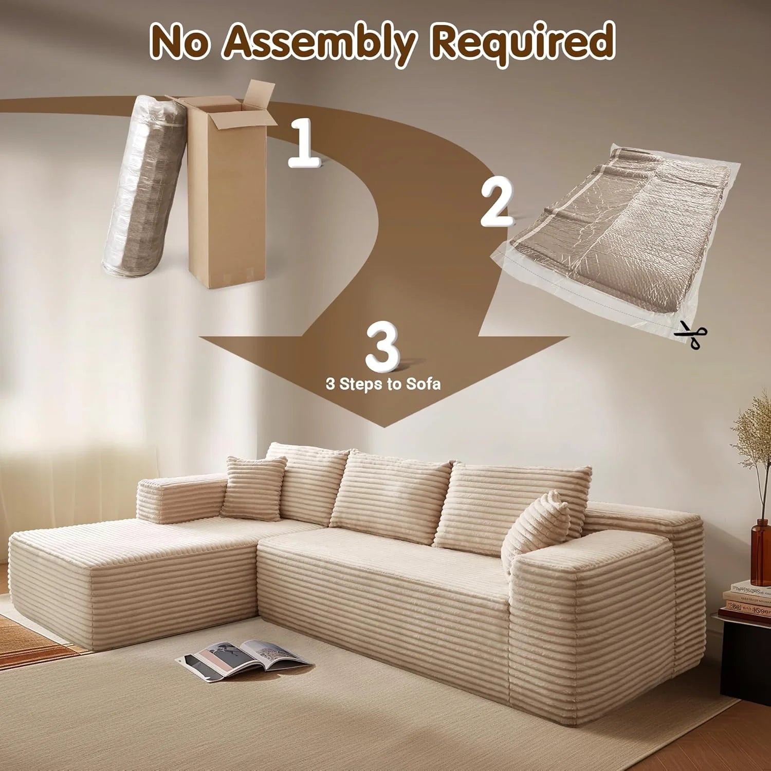 Ovios 104 Cloud Section Sofa L-shaped lounge chair, modern modular sofa