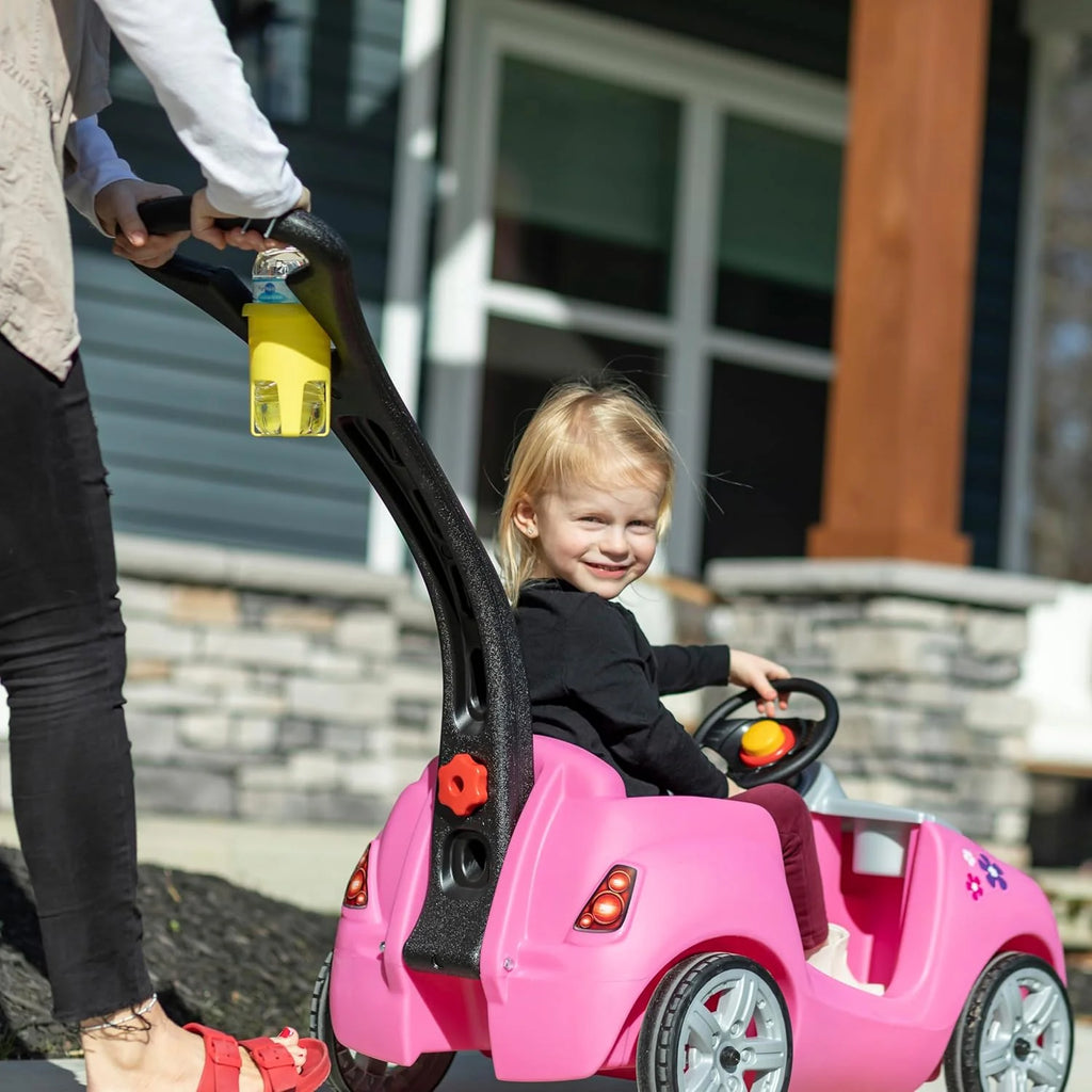 Step2 Whisper Ride II Ride On Push Toy Car Pink Ride On Car Seat Belt Easy Storage Transport