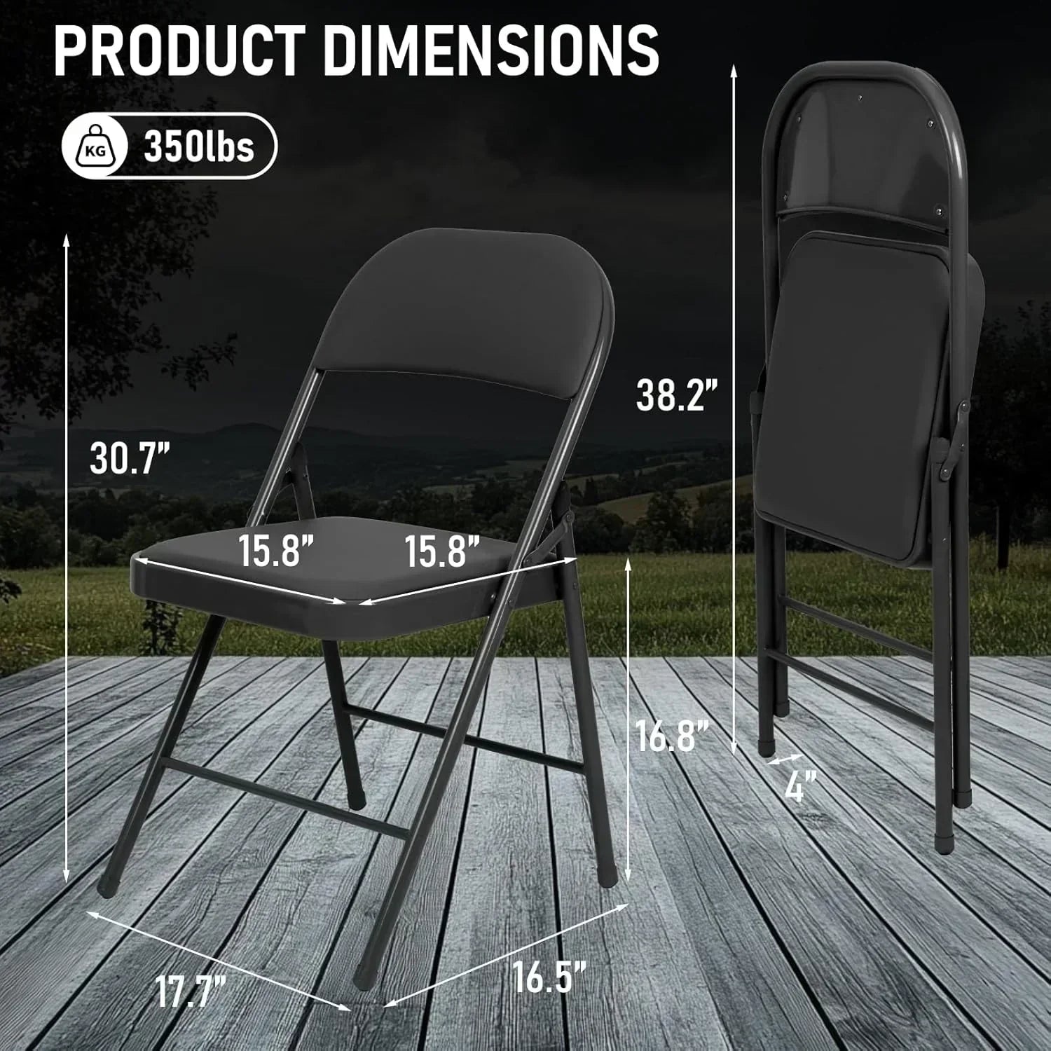 6 Pack Black Folding Chairs with Leather Chairs Events Office Wedding Party Upholstered Chairs