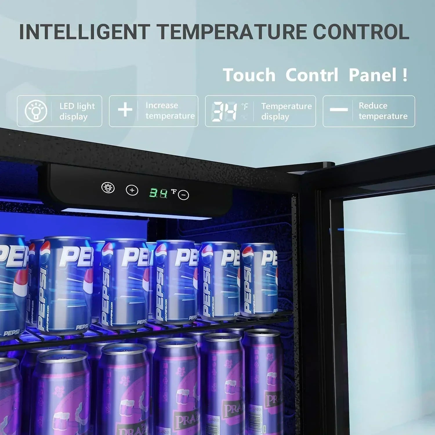 EUHOMY Beverage Refrigerator Cooler 130 Can Mini Fridge with Glass Door Beverage Cooler