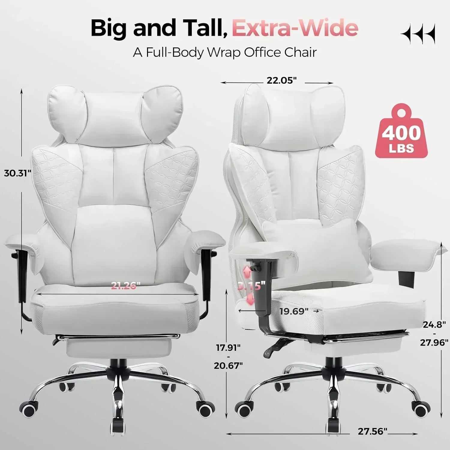 Large Tall Gaming Chair 400 lb Heavy Duty Office Chair