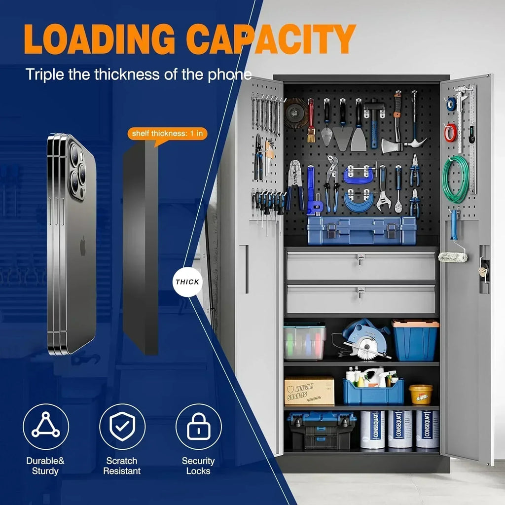 Yizosh Metal Garage Storage Cabinet with Locking Doors Heavy Duty Steel Tool Cabinet